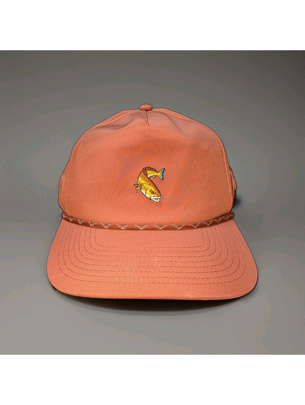 Poncho Outdoors Bull Red Hat Rope Snapback Fish Orange NWOT